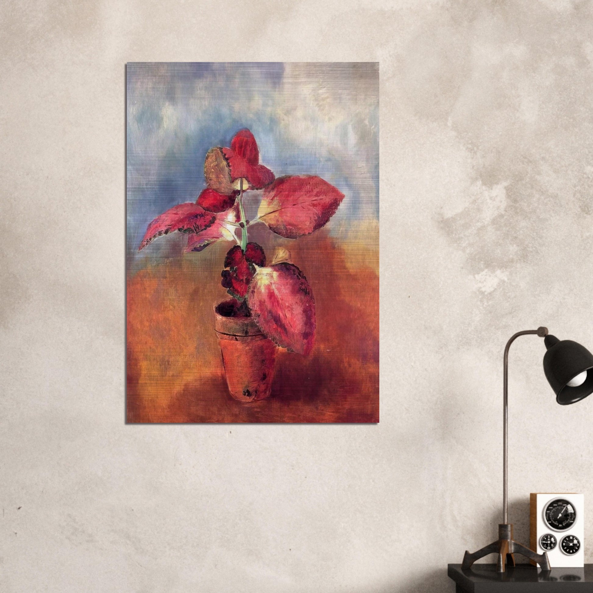 BEGONIA IN A POT - Odilon Redon Brushed Aluminum Print - 70x100 cm / 28x40 inches | Odilon Redon Aluminum Print | Odilon Redon Prints