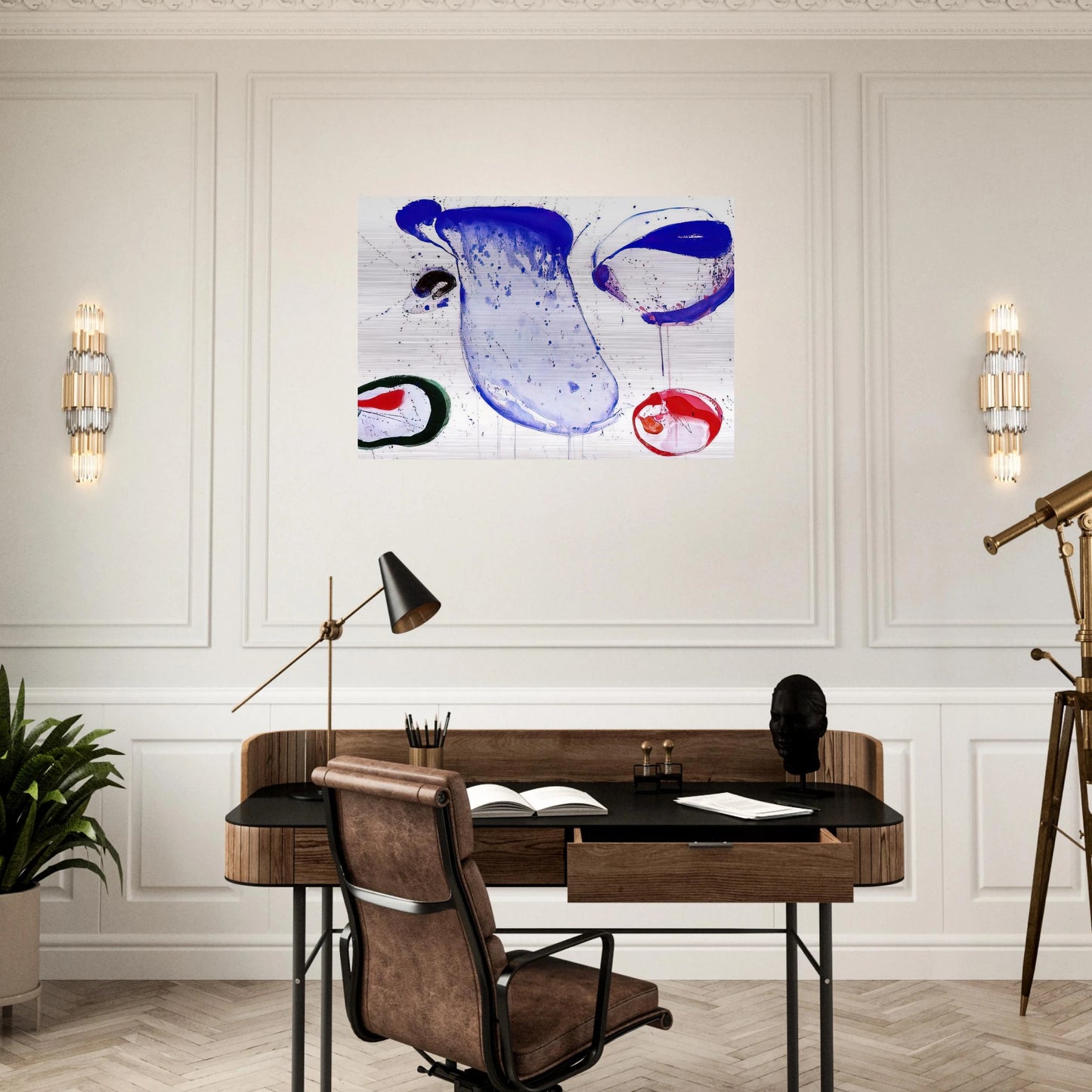 Blue 47 - Sam Francis Brushed Aluminum Print - 70x100 cm / 28x40 inches | Sam Francis Aluminum Print | Sam Francis Prints