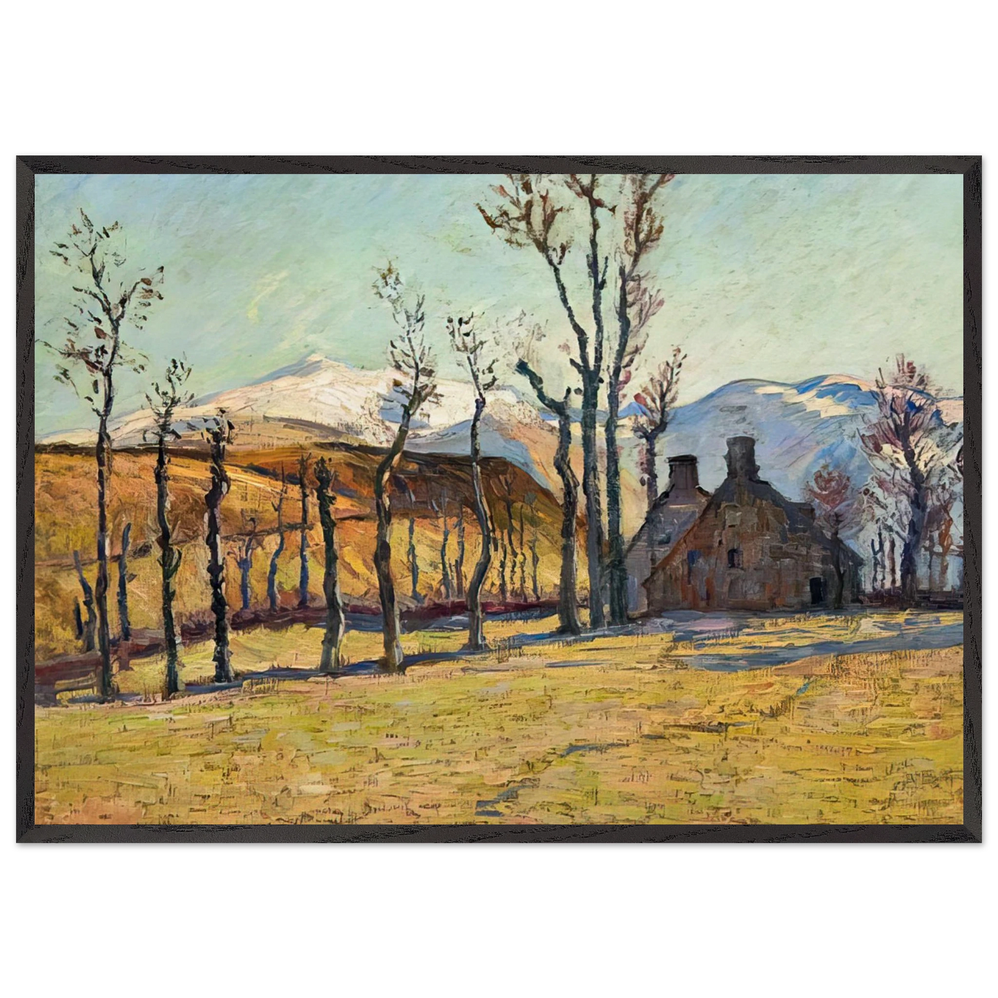 Cottages in a landscape - Armand Guillaumin 70x100 cm / 28x40 inches Framed Art Print – Black Wooden Frame