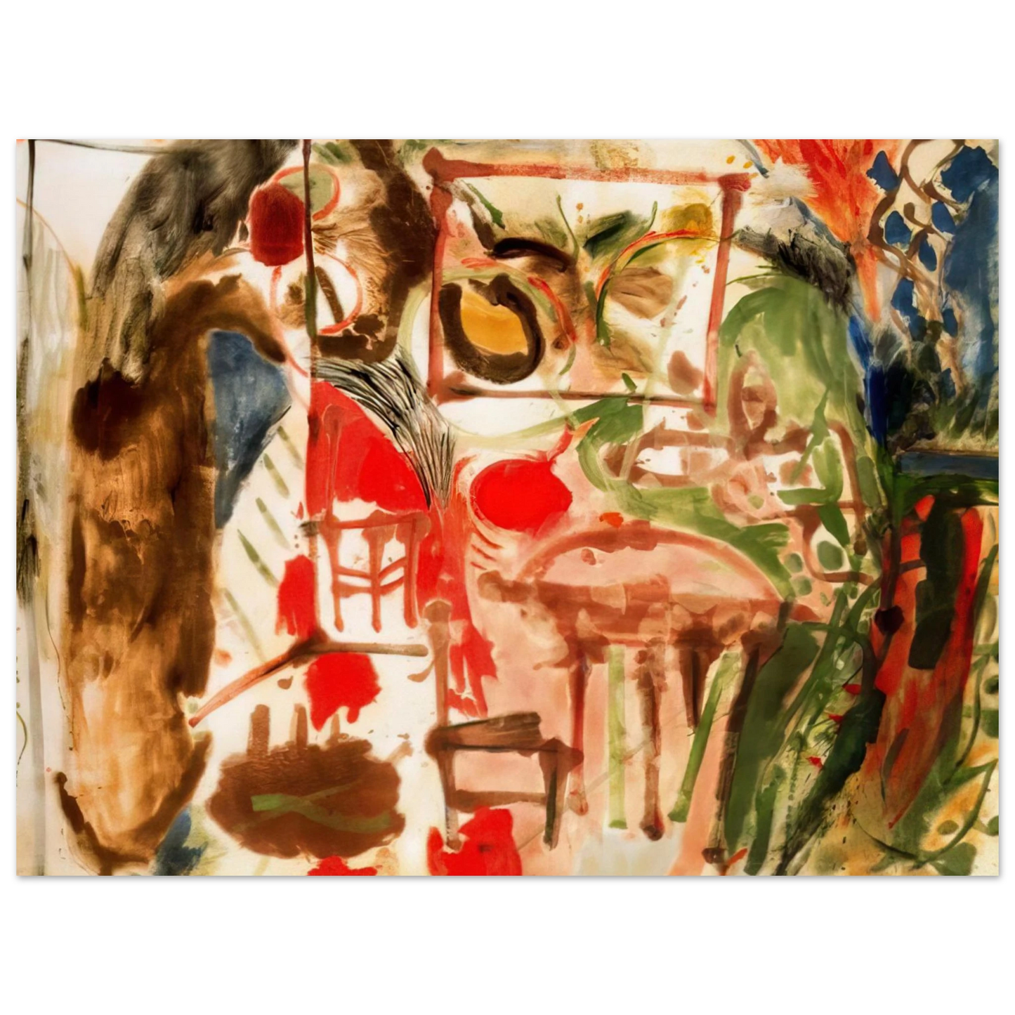 Helen Frankenthaler - Interior - 1957 Wall art - 30x45 cm / 12x18 inches - Premium Wooden Framed Poster With Fine Art Paper-canvas - White frame