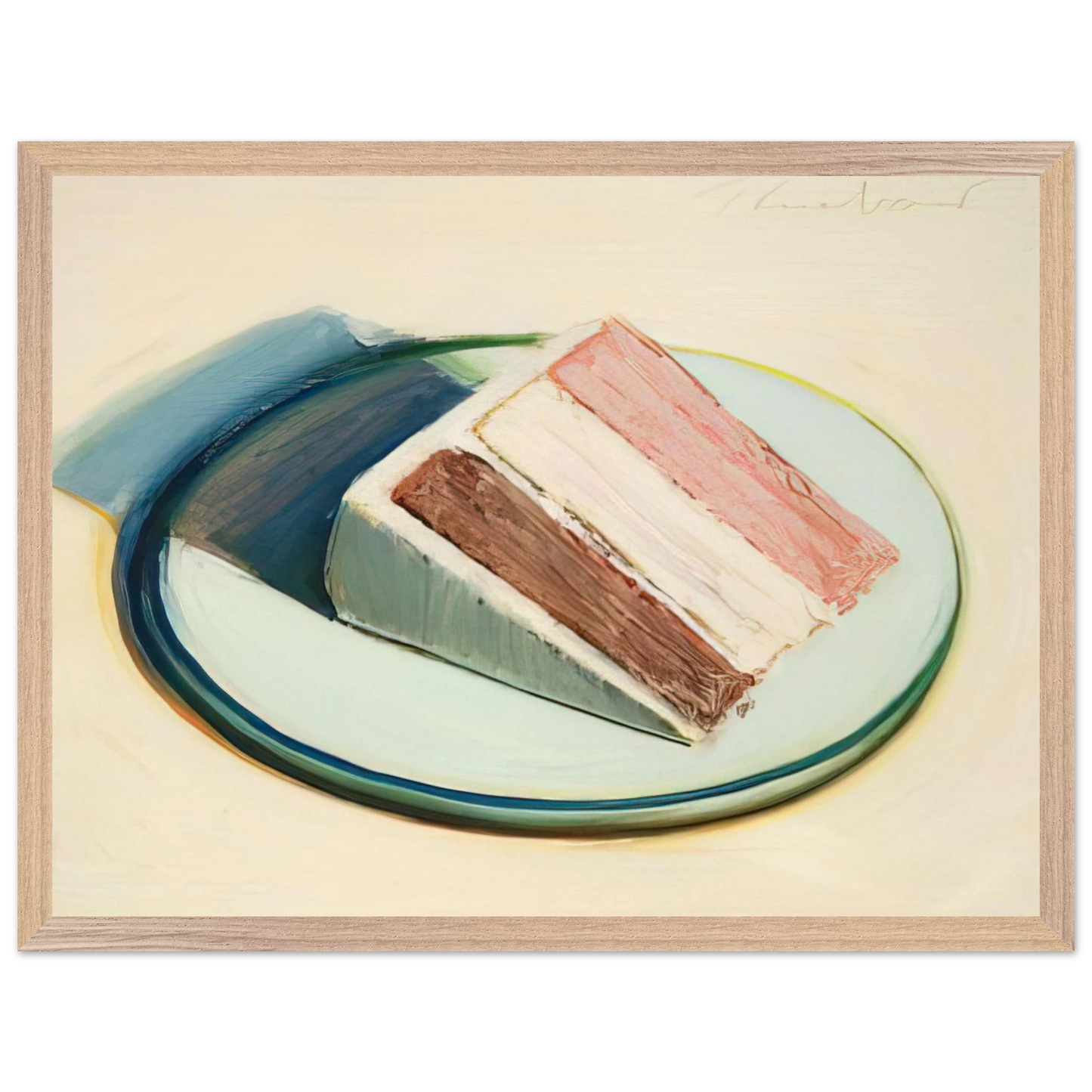 Wayne Thiebaud - Cake Slice - 1979 Wall Art - 60x80 cm / 24x32 inches - Premium Wooden Framed Poster With Fine Art Paper - White frame