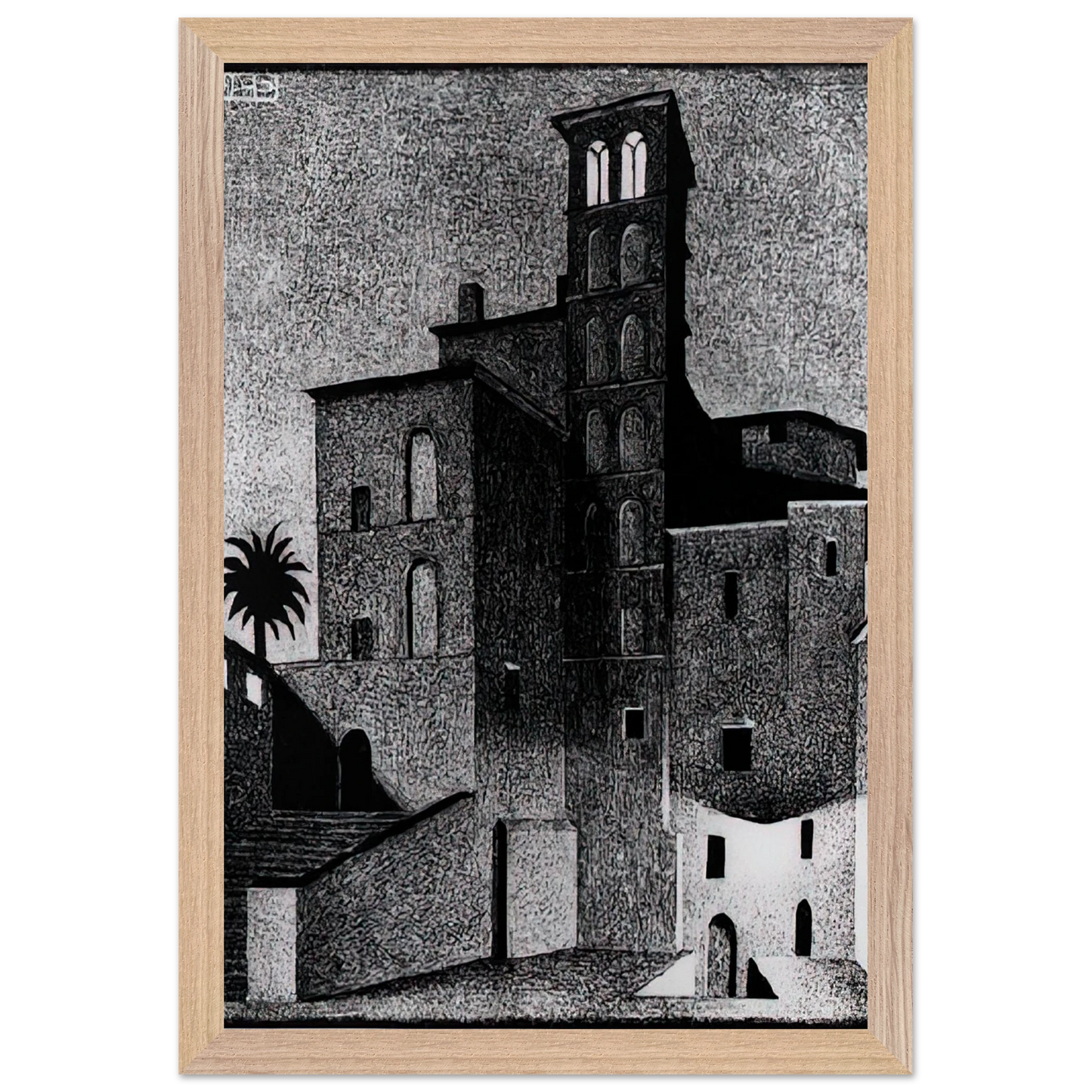 MC Escher - SS GIOVANNI ET PAOLO ROME MAY 1936 1936 Wall Art - 60x80 cm / 24x32 inches - Premium Wooden Framed Poster With Fine Art Paper-canvas - Black frame
