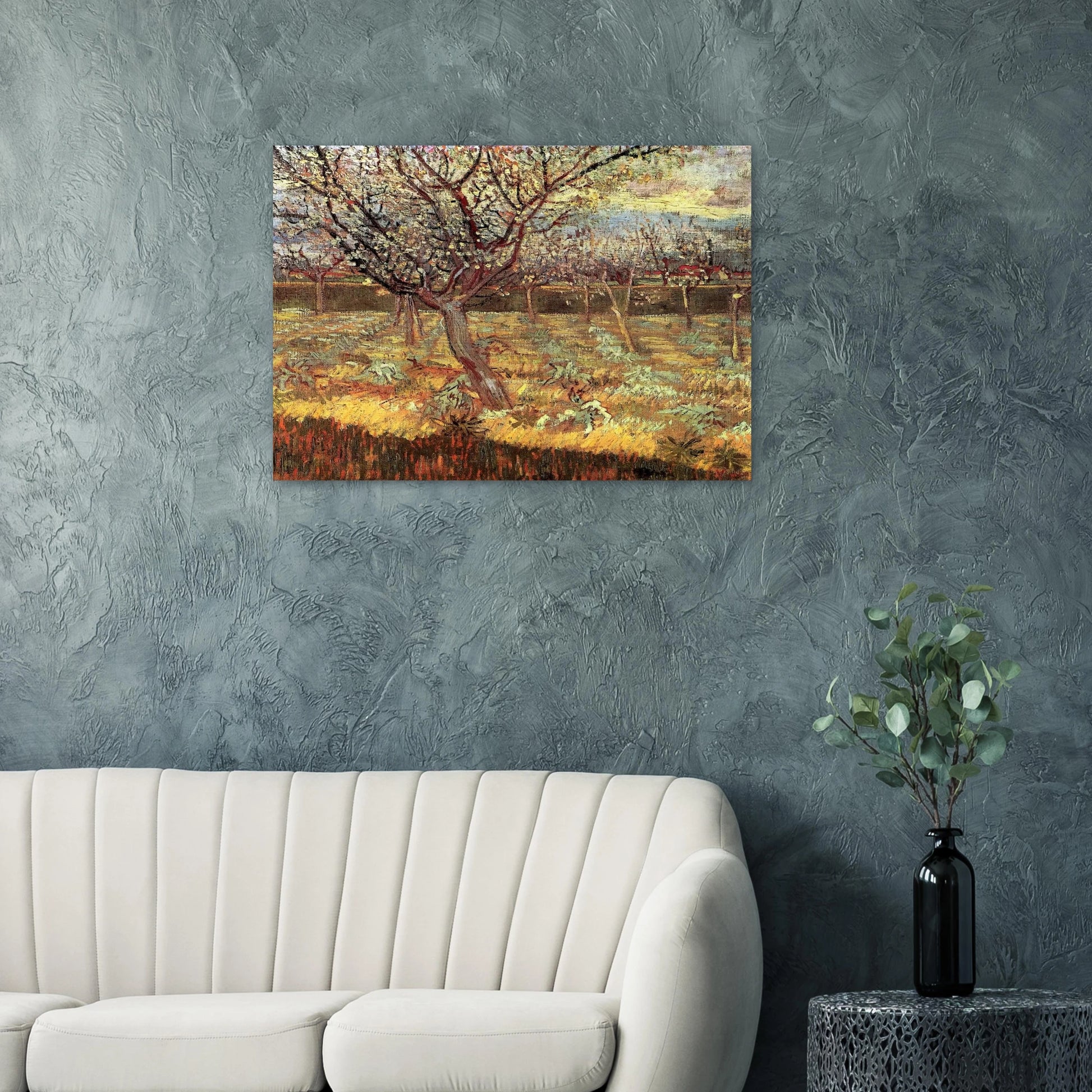 Apricot Trees in Blossom - Vincent van Gogh Brushed Aluminum Print - 70x100 cm / 28x40 inches | Vincent van Gogh Aluminum Print | Vincent van Gogh Prints