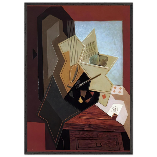 THE PAINTER S WINDOW 1925 - Juan Gris 70x100 cm / 28x40 inches Framed Art Print – Black Wooden Frame
