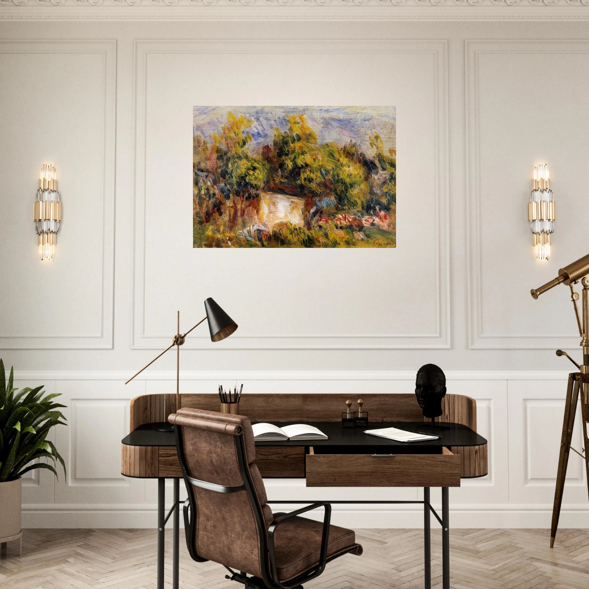 Landscape with Cabin - Pierre-Auguste Renoir Brushed Aluminum Print - 70x100 cm / 28x40 inches | Pierre-Auguste Renoir Aluminum Print | Pierre-Auguste Renoir Prints