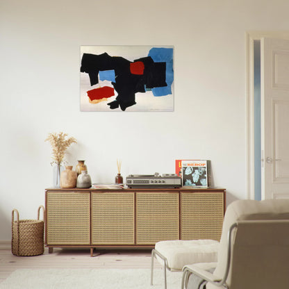 BLUE RED BLACK AND WHITE 1961 - Esteban Vicente Brushed Aluminum Print - 70x100 cm / 28x40 inches | Esteban Vicente Aluminum Print | Esteban Vicente Prints