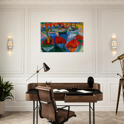 BOATS AT MARTIGUES 1908 - Raoul Dufy Brushed Aluminum Print - 70x100 cm / 28x40 inches | Raoul Dufy Aluminum Print | Raoul Dufy Prints