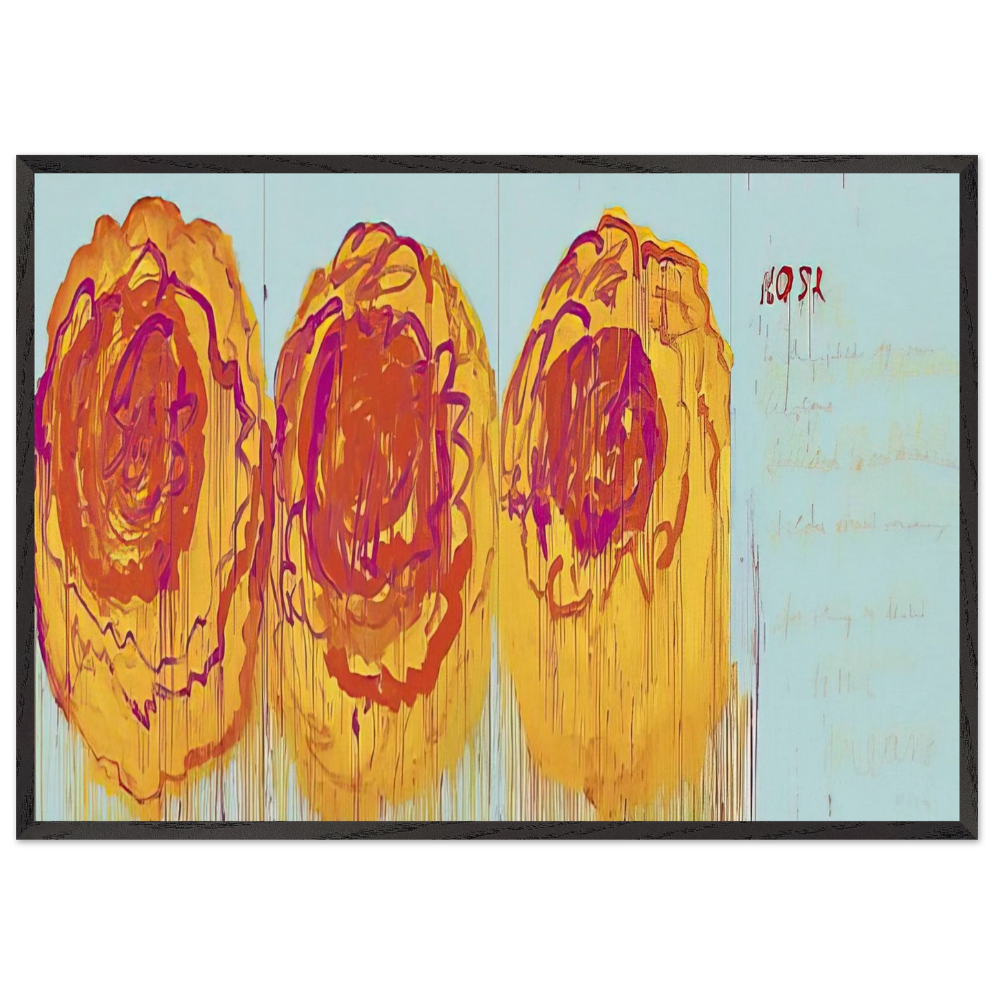 The Rose  I  - Cy Twombly 70x100 cm / 28x40 inches Framed Art Print – Black Wooden Frame