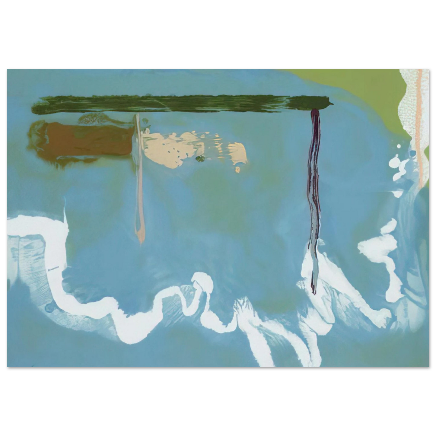 Helen Frankenthaler - Skywriting - 1997 Wall art - 28x43  cm / XL (11x17 inches) - Premium Wooden Framed Poster With Fine Art Paper-canvas - White frame