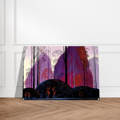 Mauve, Red and Purple - Eyvind Earle Acrylic Print - 70x100 cm / 28x40″ inches