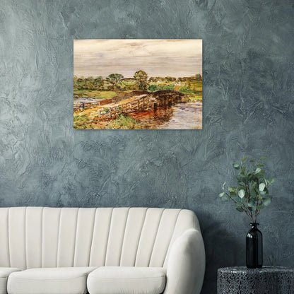 Bridge at Old Lyme 02 - Childe Hassam Brushed Aluminum Print - 70x100 cm / 28x40 inches | Childe Hassam Aluminum Print | Childe Hassam Prints