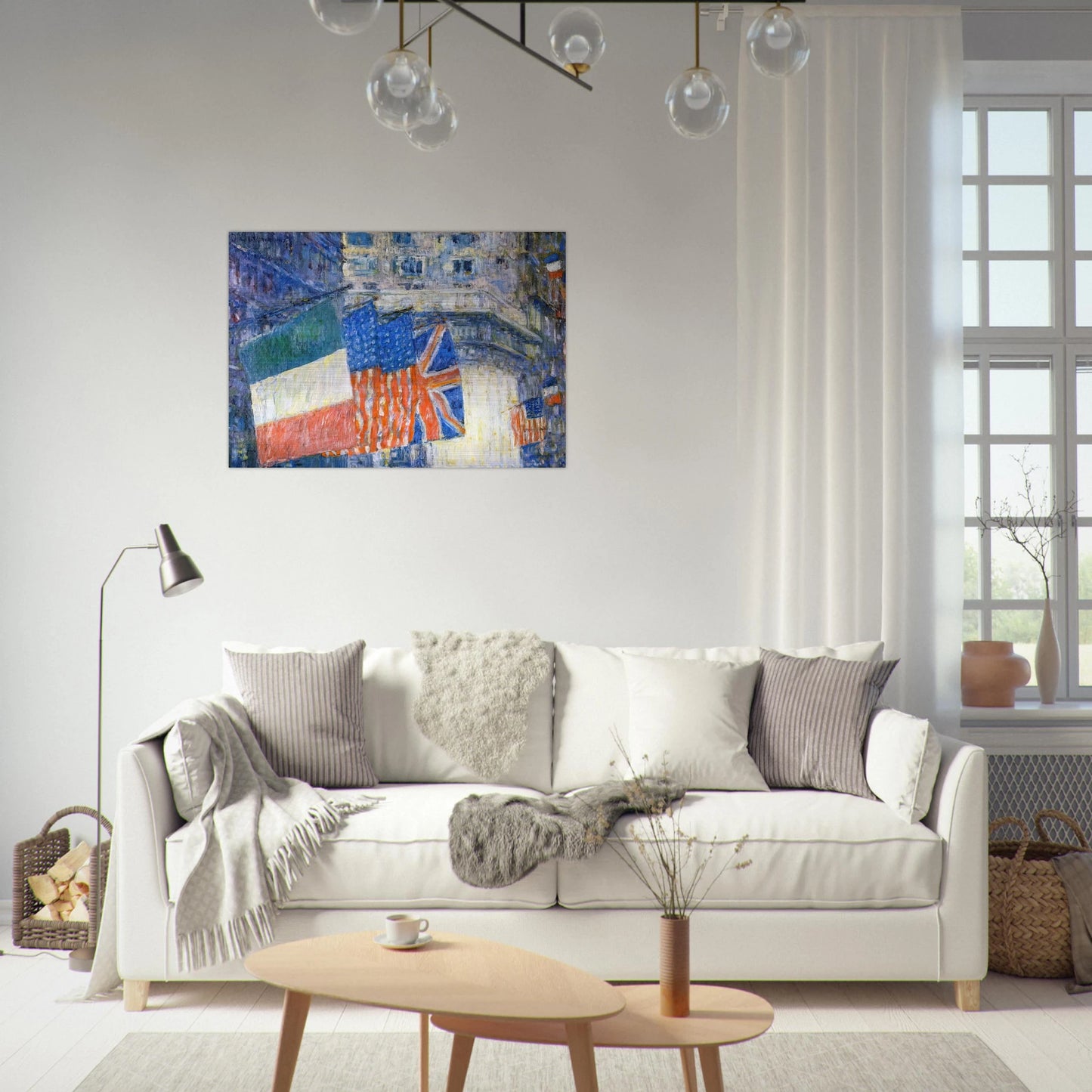 Avenue of the Allies aka Flags on the Waldorf - Childe Hassam Brushed Aluminum Print - 70x100 cm / 28x40 inches | Childe Hassam Aluminum Print | Childe Hassam Prints