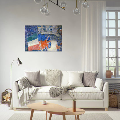 Avenue of the Allies aka Flags on the Waldorf - Childe Hassam Brushed Aluminum Print - 70x100 cm / 28x40 inches | Childe Hassam Aluminum Print | Childe Hassam Prints