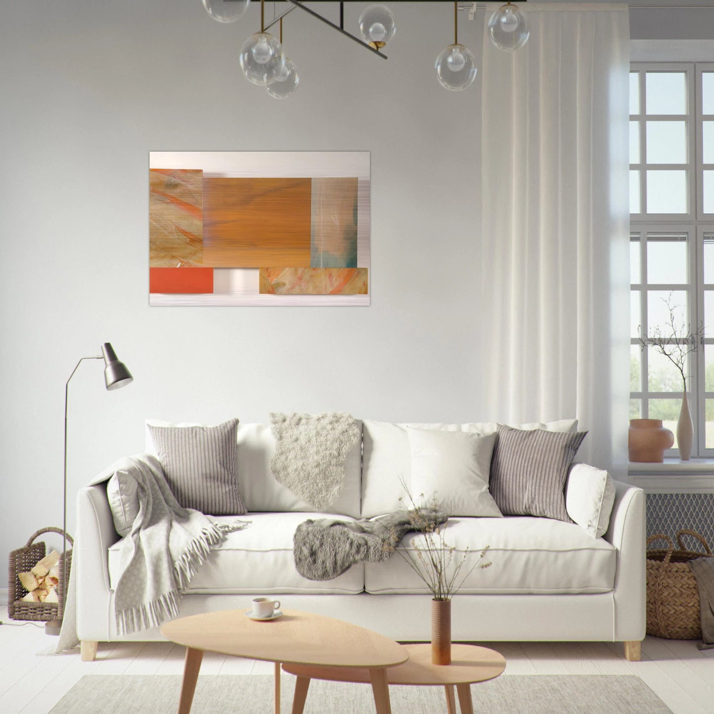 With Orange - Sam Gilliam Brushed Aluminum Print - 70x100 cm / 28x40 inches | Sam Gilliam Aluminum Print | Sam Gilliam Prints