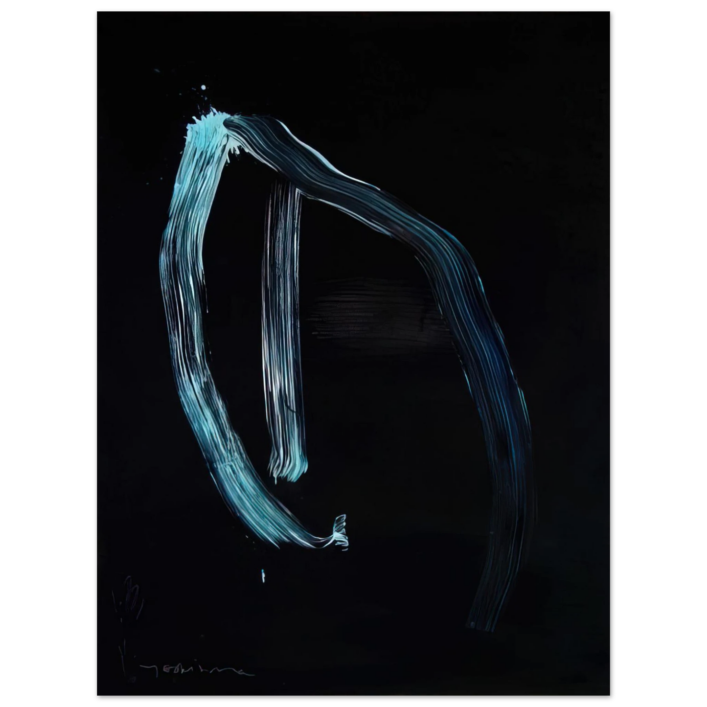Jiro Yoshihara - Blue Calligraphic Lines on Dark Blue - 1963  75x100 cm / 30x40inches Fine Art Poster