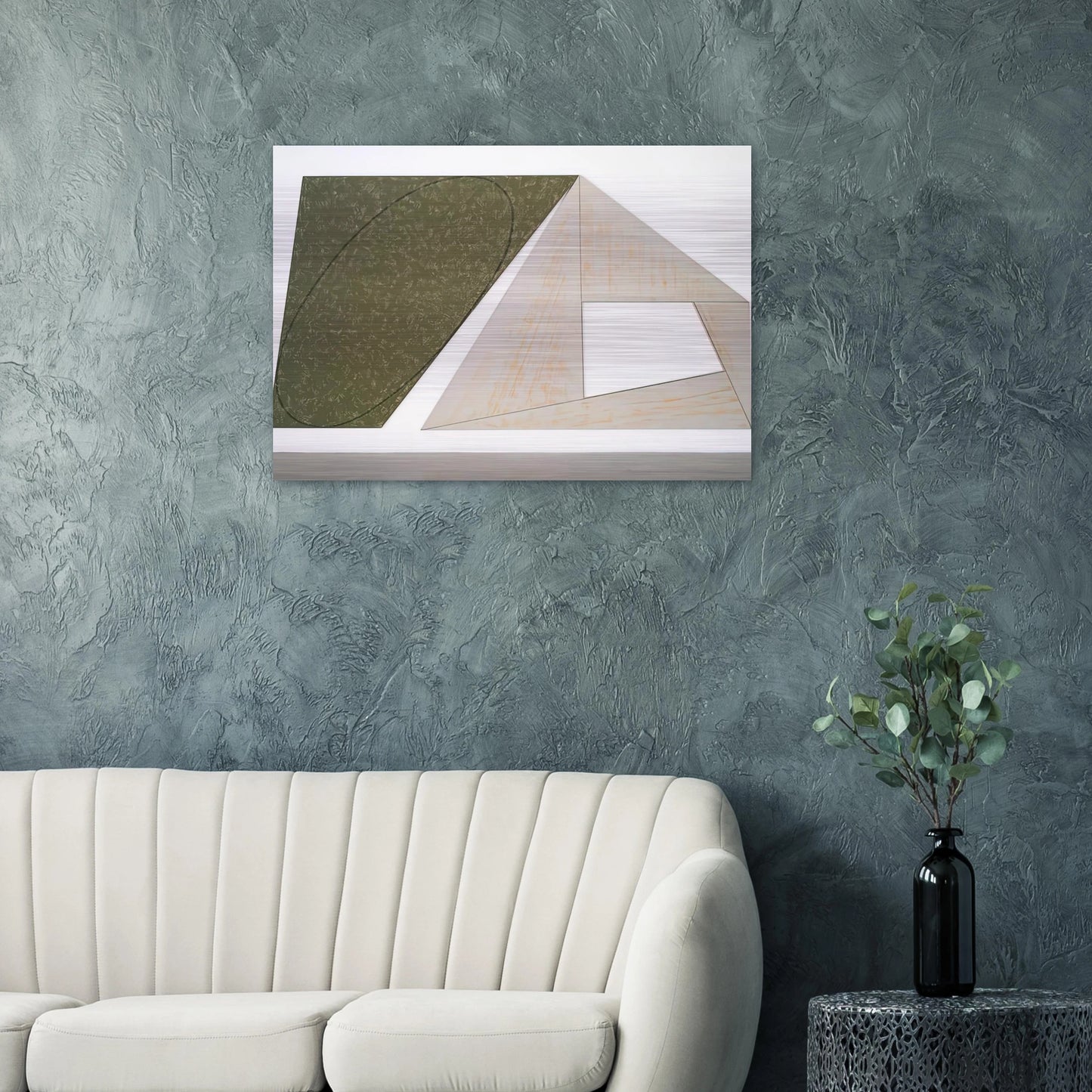 GREEN TILTED ELLIPSE GRAY FRAME 1989 - Robert Mangold Brushed Aluminum Print - 70x100 cm / 28x40 inches | Robert Mangold Aluminum Print | Robert Mangold Prints