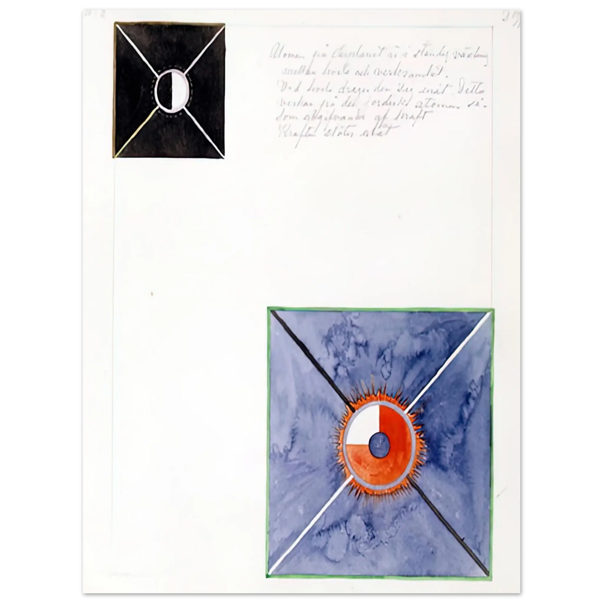 Hilma af Klint - ATOM SERIES NO 8 ATOM ON THE ETHER PLANE IS IN CONSTANT CHANGE BETWEEN REST AND ACTIVITY AT THE 1917 Wall art - A2 (42 x 59.4  cm) - Premium Wooden Framed Poster With Fine Art Paper - White frame
