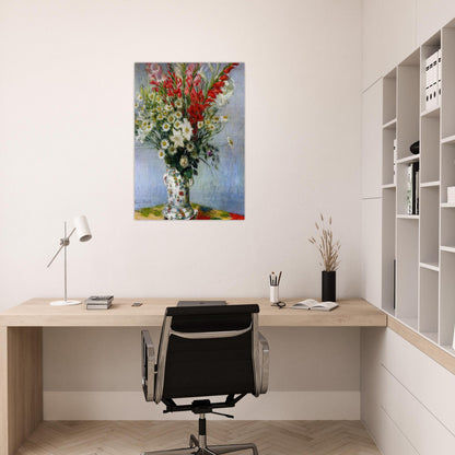Bouquet of Gadiolas, Lilies and Dasies - claude monet Brushed Aluminum Print - 70x100 cm / 28x40 inches | claude monet Aluminum Print | claude monet Prints