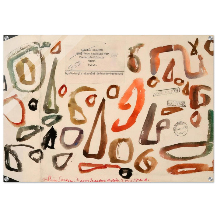 # 1 October 3 1972 - 1972 - William Saroyan Acrylic Print - 70x100 cm / 28x40″ inches | William Saroyan Wall Art | William Saroyan Prints