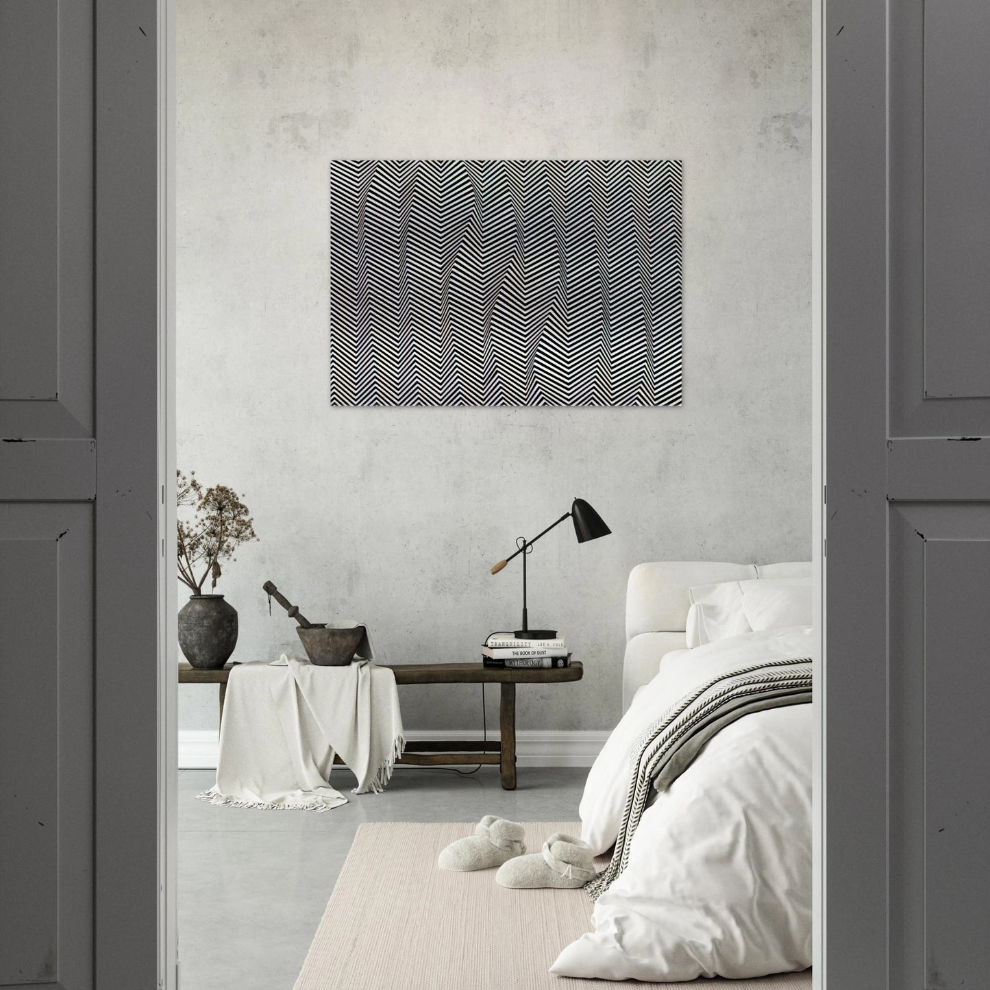 DESCENDING 1966 - Bridget Riley Brushed Aluminum Print - 70x100 cm / 28x40 inches | Bridget Riley Aluminum Print | Bridget Riley Prints