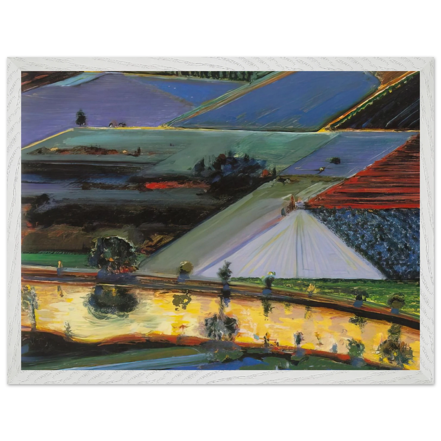 Wayne Thiebaud - Farm Channel - 1996 Wall Art - 30x40 cm / 12x16 inches - Fine Art Poster - -