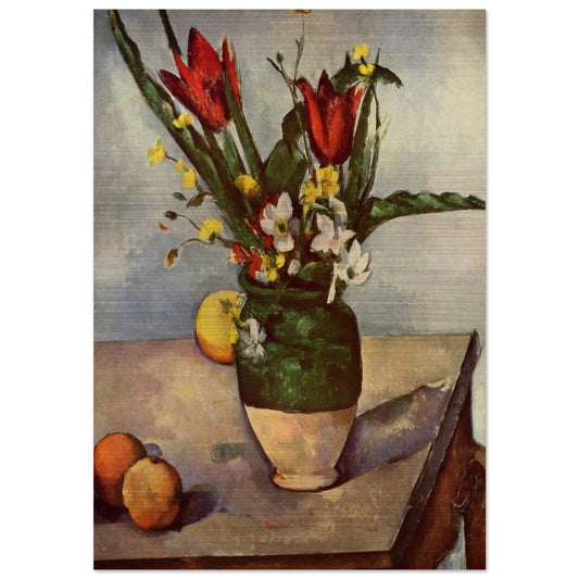 Still Life, Tulips and apples - Paul Cézanne Brushed Aluminum Print - 70x100 cm / 28x40 inches | Paul Cézanne Aluminum Print | Paul Cézanne Prints