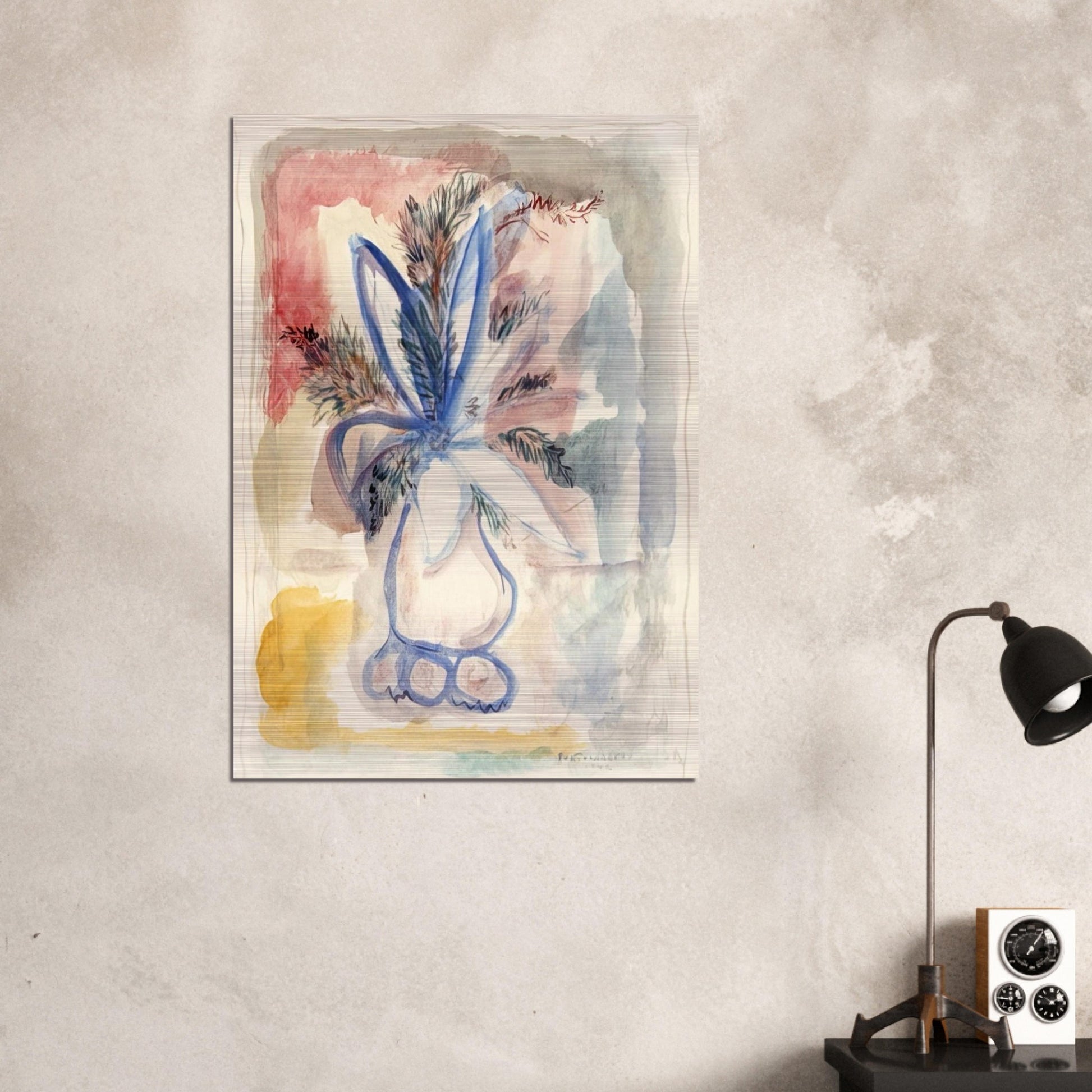 FLOWER VASE 1942 - Rene Portocarrero Brushed Aluminum Print - 70x100 cm / 28x40 inches | Rene Portocarrero Aluminum Print | Rene Portocarrero Prints