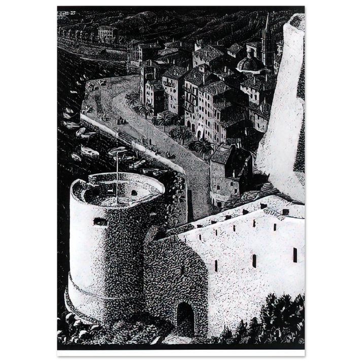 MC Escher - ESCHER (23) Wall Art - 30x40 cm / 12x16 inches - Premium Wooden Framed Poster With Fine Art Paper - Black frame