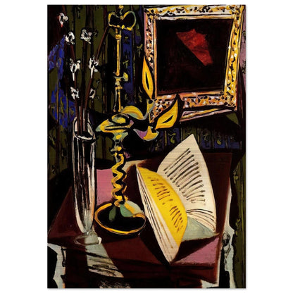 Still life with candlestick - 1937 - Pablo Picasso Brushed Aluminum Print - 70x100 cm / 28x40 inches | Pablo Picasso Aluminum Print | Pablo Picasso Prints