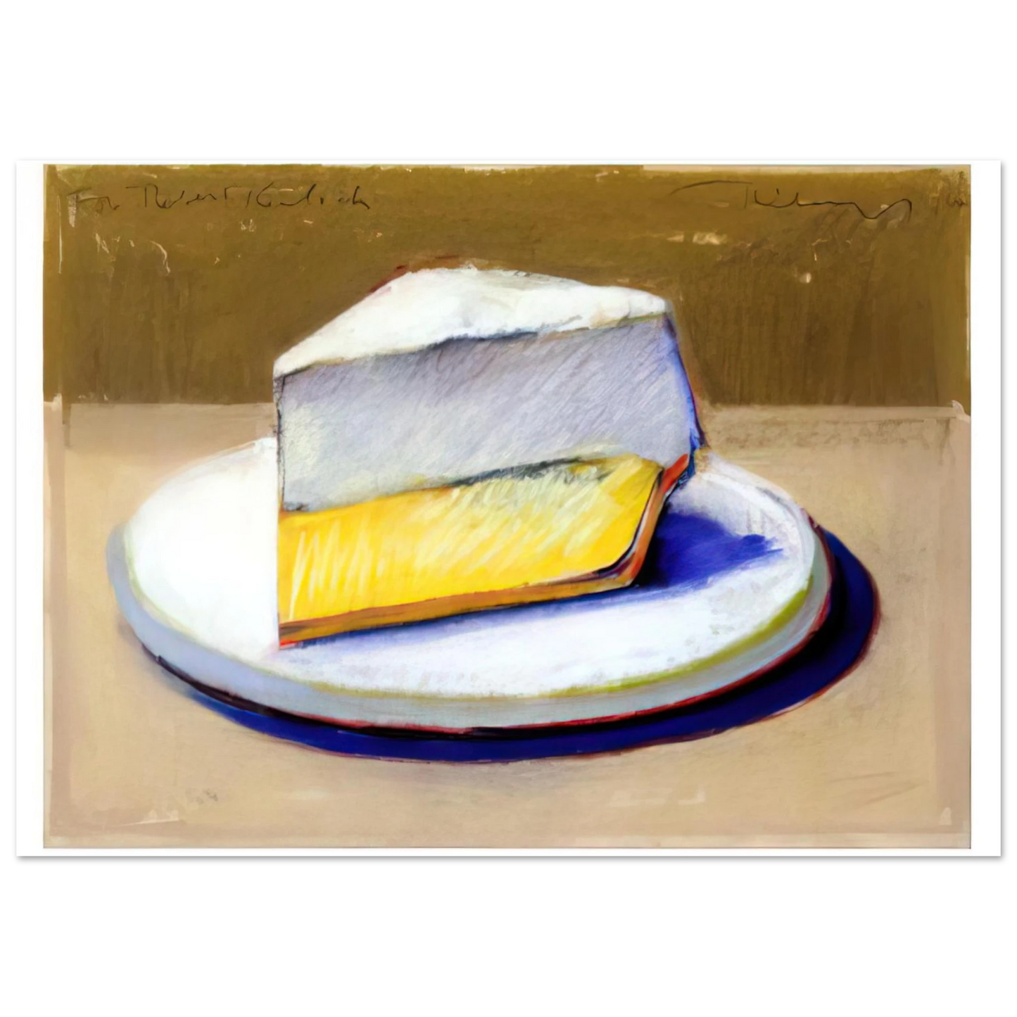 Wayne Thiebaud - Lemon Meringue Pie - 1964 Wall Art - 30x40 cm / 12x16 inches - Premium Wooden Framed Poster With Fine Art Paper-canvas - Black frame