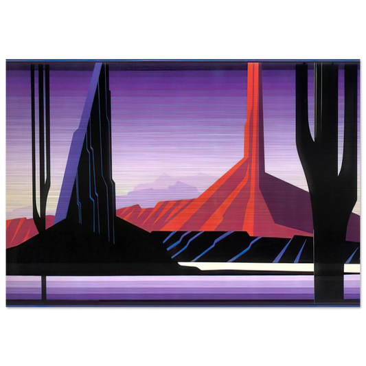 Beneath A Silent Sky - Eyvind Earle Brushed Aluminum Print - 70x100 cm / 28x40 inches | Eyvind Earle Aluminum Print | Eyvind Earle Prints