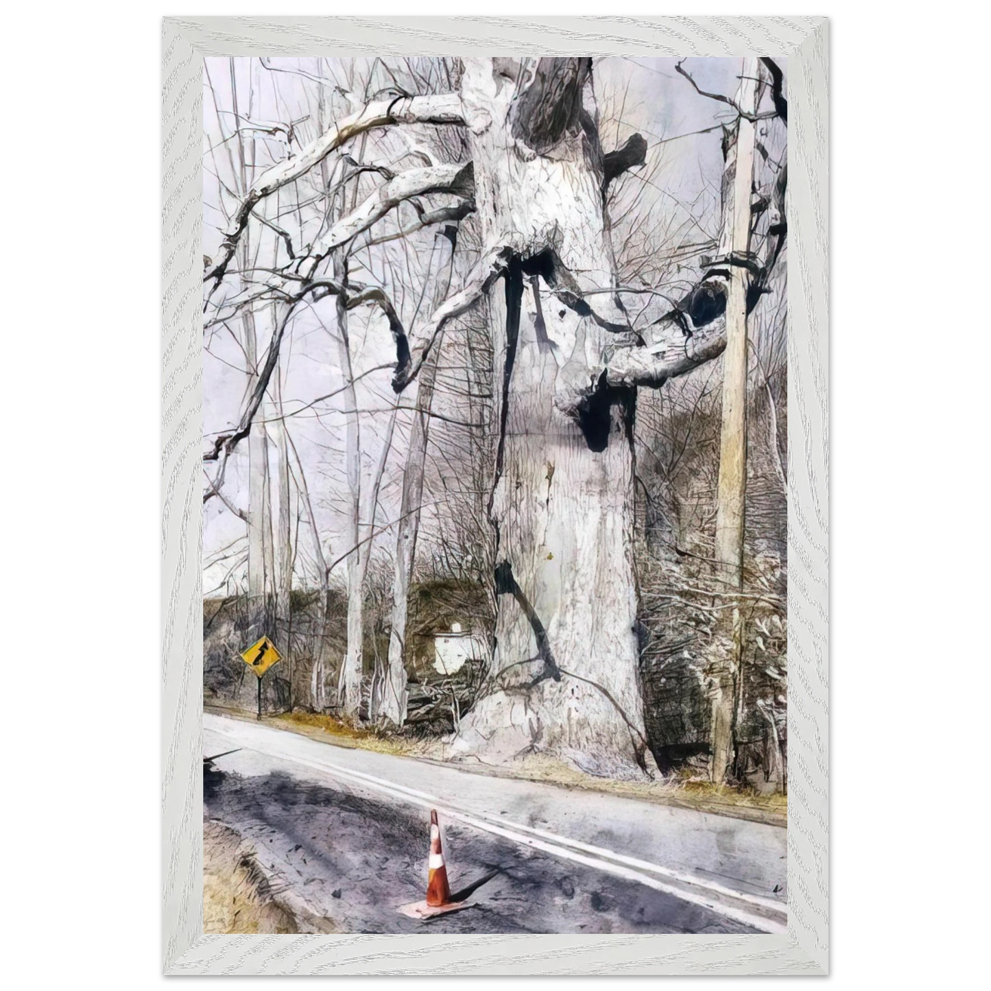 Andrew Wyeth - WALKING STICK Wall Art - 60x80 cm / 24x32 inches - Premium Wooden Framed Poster With Fine Art Paper-canvas - White frame