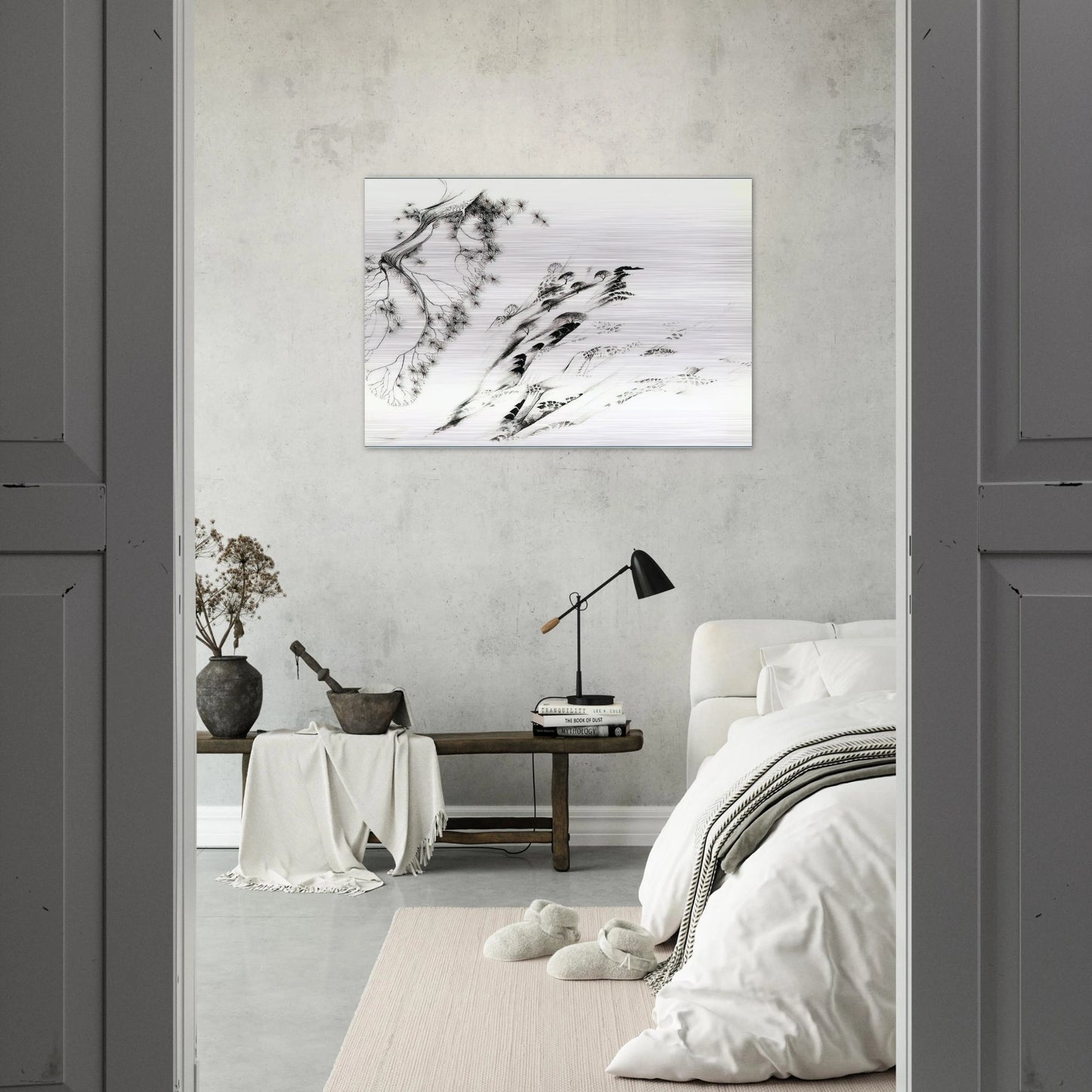 Hillside - Eyvind Earle Brushed Aluminum Print - 70x100 cm / 28x40 inches | Eyvind Earle Aluminum Print | Eyvind Earle Prints