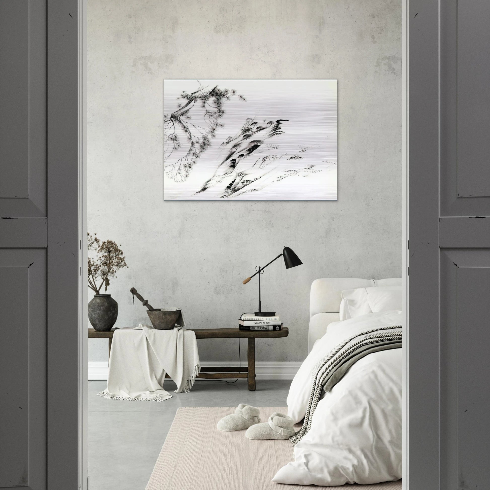 Hillside - Eyvind Earle Brushed Aluminum Print - 70x100 cm / 28x40 inches | Eyvind Earle Aluminum Print | Eyvind Earle Prints