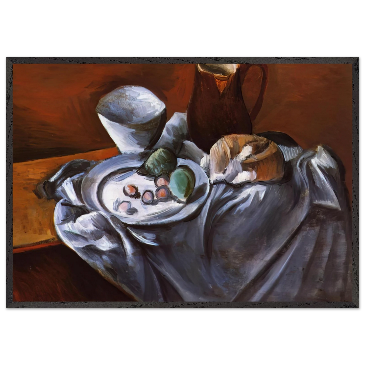 STILL LIFE WITH PEARS AND INDIAN BOWL - Andre Derain 70x100 cm / 28x40 inches Framed Art Print – Black Wooden Frame