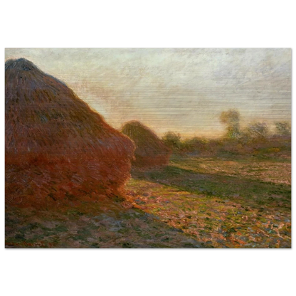 Haystacks, Last Sunrays - claude monet Brushed Aluminum Print - 70x100 cm / 28x40 inches | claude monet Aluminum Print | claude monet Prints