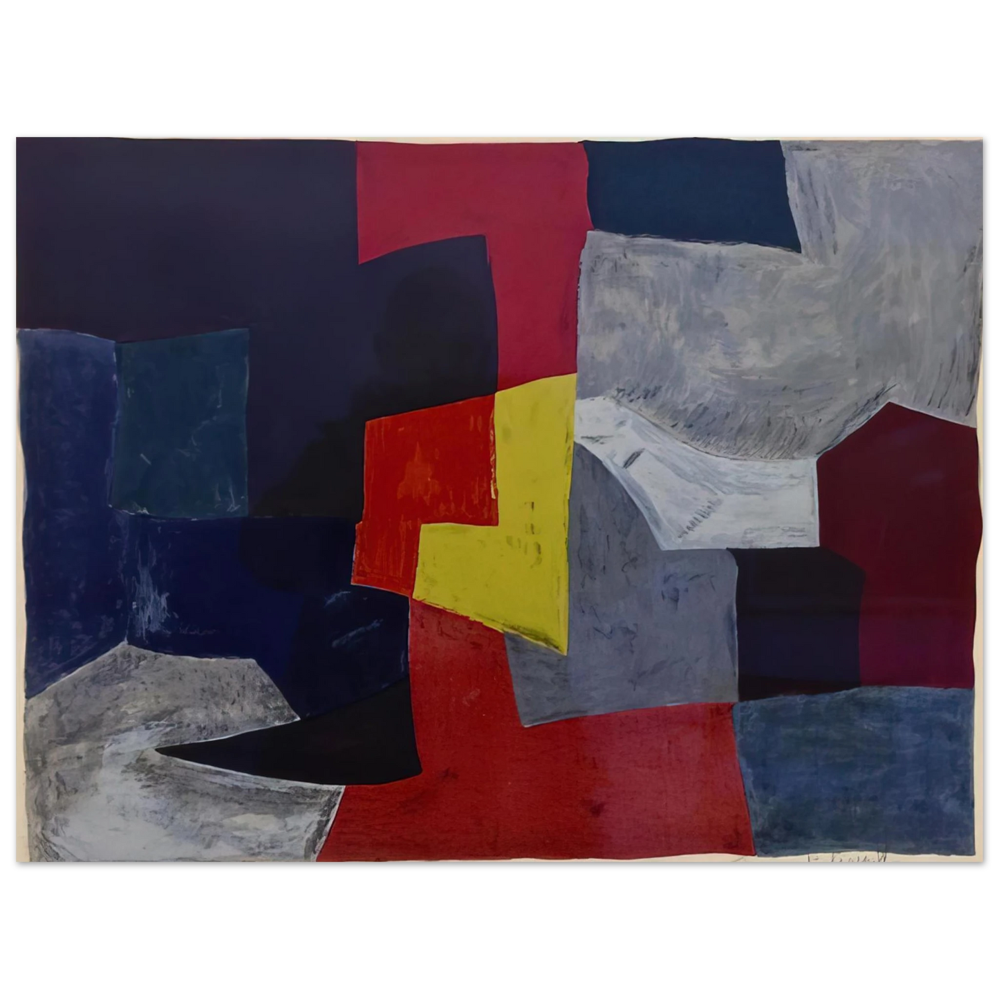 Serge Poliakoff - Composition grise, rouge et jaune - 1960  75x100 cm / 30x40inches Fine Art Poster