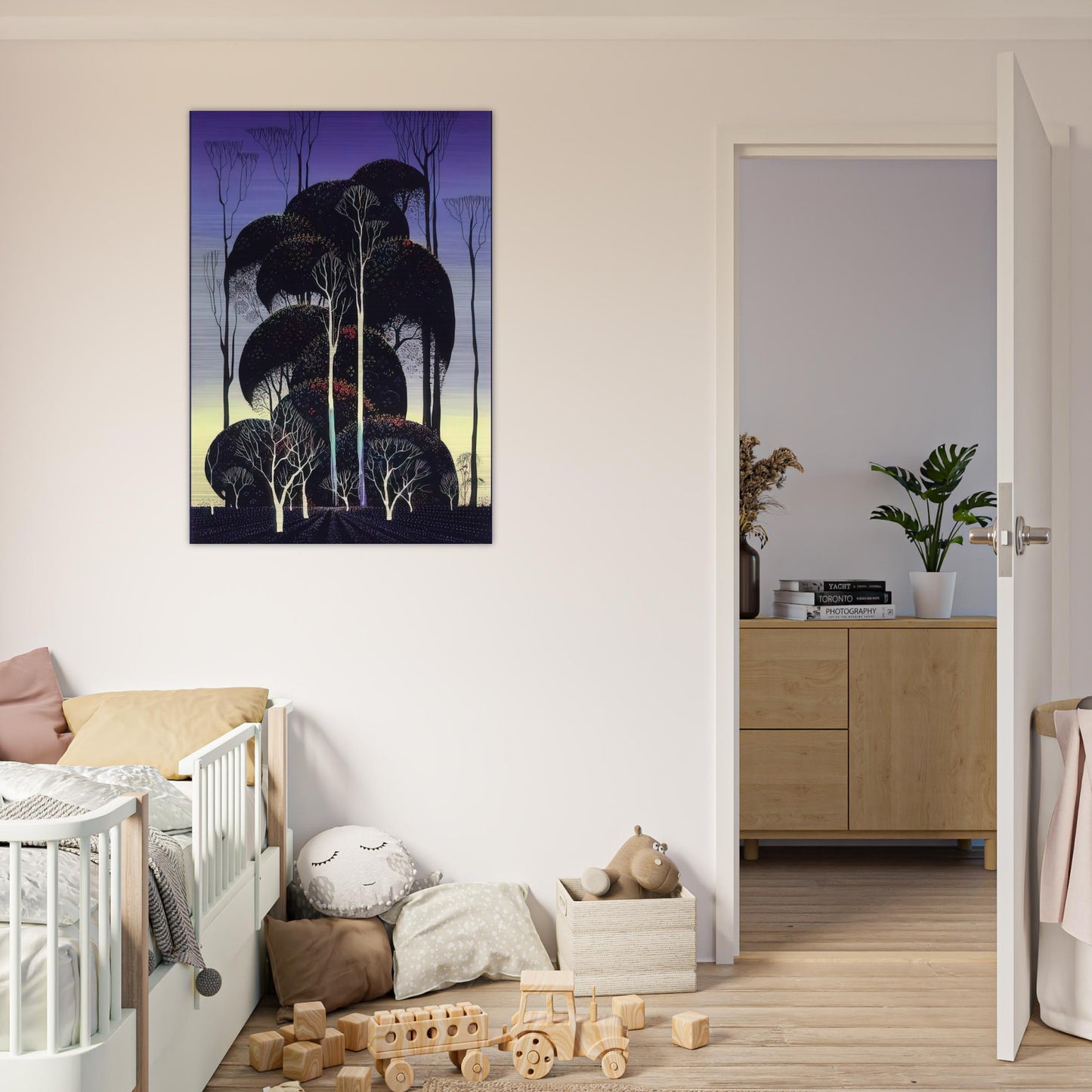 Forest Arabesque - Eyvind Earle Brushed Aluminum Print - 70x100 cm / 28x40 inches | Eyvind Earle Aluminum Print | Eyvind Earle Prints