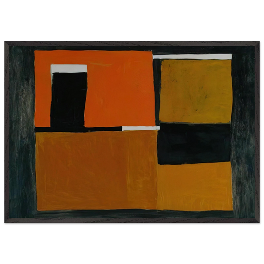 Orange Black and White Composition - 1953 - William Scott 70x100 cm / 28x40 inches Framed Art Print – Black Wooden Frame