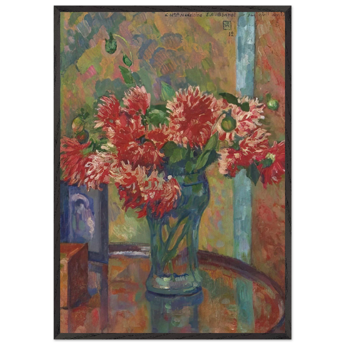 DAHLIAS TO MME MADELEINE E R BONNET 1912 - Theo van Rysselberghe 70x100 cm / 28x40 inches Framed Art Print – Black Wooden Frame