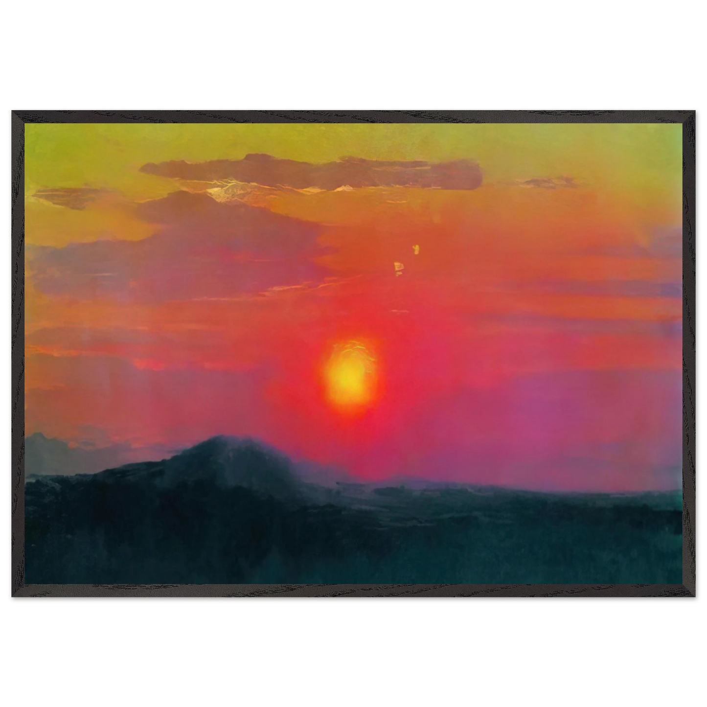 Red sunset - Arkhyp Kuindzhi 70x100 cm / 28x40 inches Framed Art Print – Black Wooden Frame