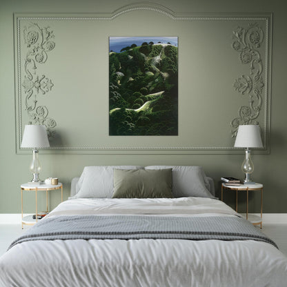 Santa Barbara Mountains - Eyvind Earle Brushed Aluminum Print - 70x100 cm / 28x40 inches | Eyvind Earle Aluminum Print | Eyvind Earle Prints