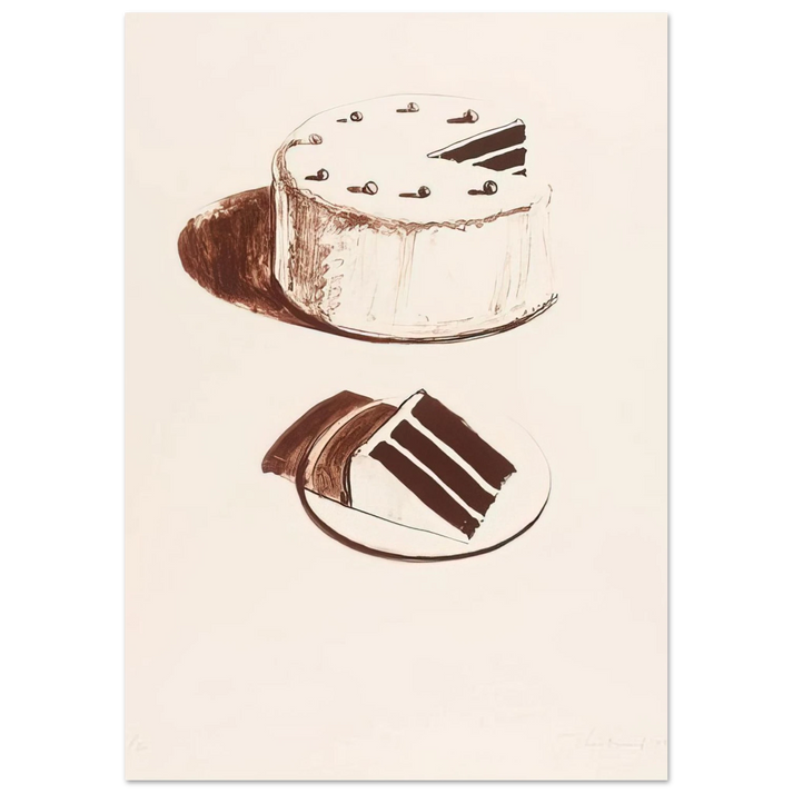 Wayne Thiebaud - Chocolate Cake - 1971 Wall Art - 21x29.7 cm / 8x12" - Premium Wooden Framed Poster With Fine Art Paper-canvas - Wood frame