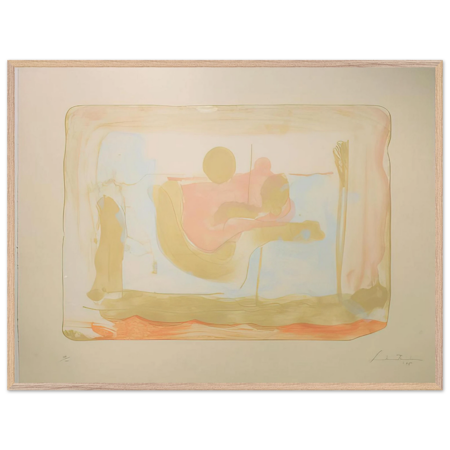 Helen Frankenthaler - Reflections I - 1995 Wall art - 50x70 cm / 20x28 inches - Premium Wooden Framed Poster With Fine Art Paper-canvas - Black frame