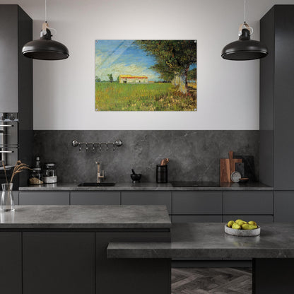 Farmhouse in a Wheat Field - Vincent van Gogh Acrylic Print - 70x100 cm / 28x40″ inches