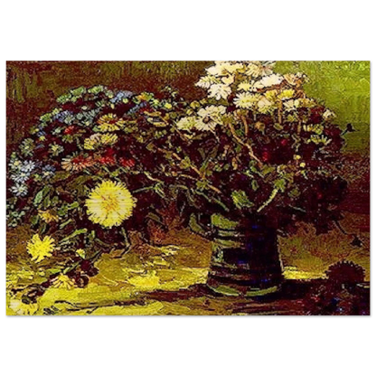 Vase with Daisies - Vincent van Gogh Brushed Aluminum Print - 70x100 cm / 28x40 inches | Vincent van Gogh Aluminum Print | Vincent van Gogh Prints