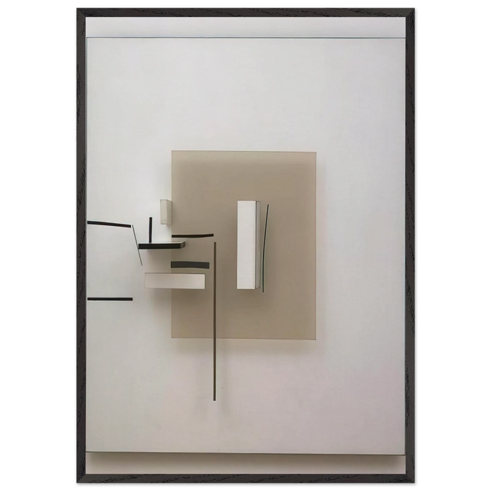 SYNTHETIC CONSTRUCTION WHITE AND BLACK 1966 - Victor Pasmore 70x100 cm / 28x40 inches Framed Art Print – Black Wooden Frame