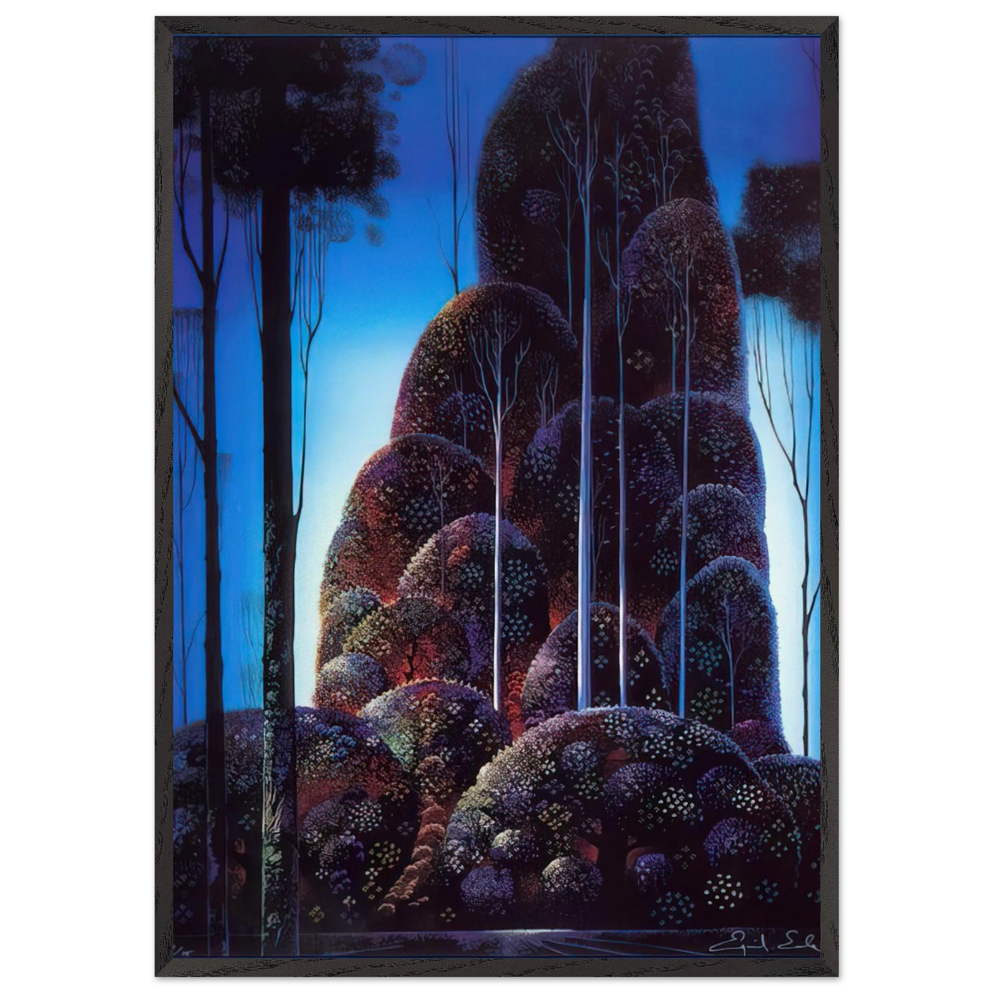 Tall Trees - Eyvind Earle 70x100 cm / 28x40 inches Framed Art Print – Black Wooden Frame