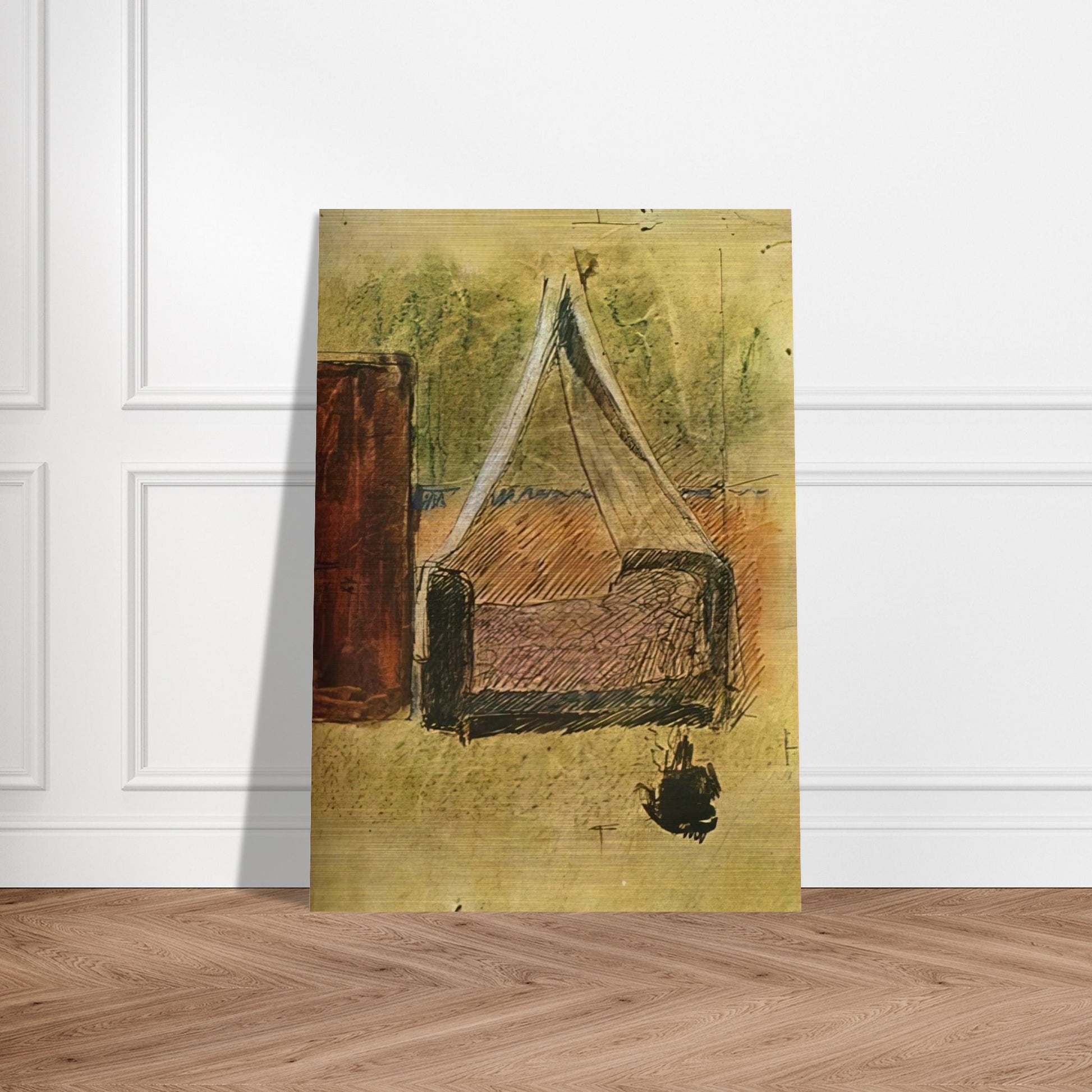 Bed with mosquito nets - Pablo Picasso Brushed Aluminum Print - 70x100 cm / 28x40 inches | Pablo Picasso Aluminum Print | Pablo Picasso Prints