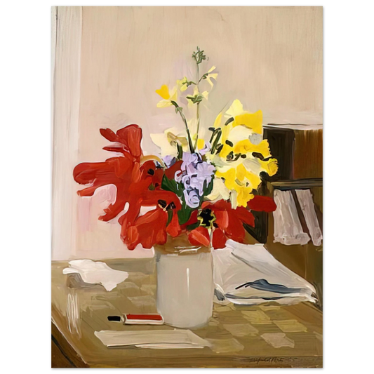 Fairfield Porter - ANEMONE AND DAFFODIL 1965  75x100 cm / 30x40inches Fine Art Poster